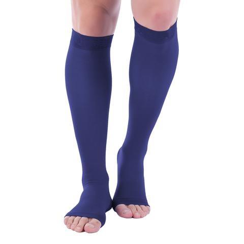 Open Toe Compression Socks Toeless Blue