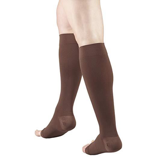 Open Toe Compression Socks Toeless Brown