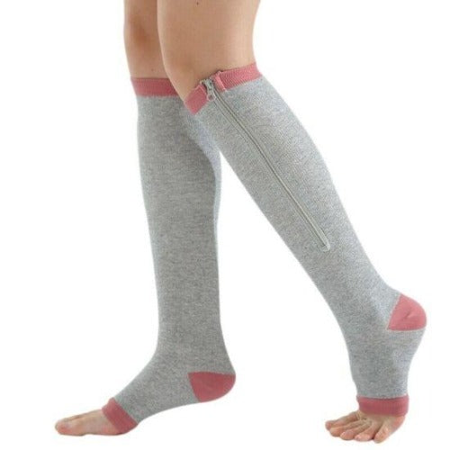 Zipper Compression Socks Grey