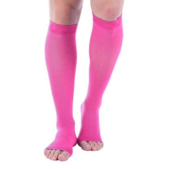 Open Toe Compression Socks Toeless Pink