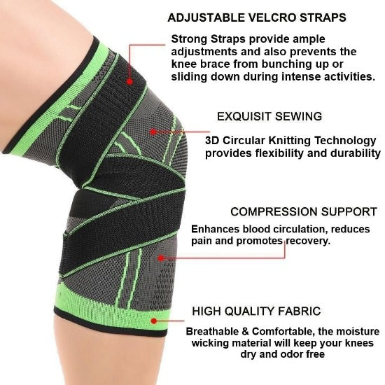 Knee Compression Sleeve Brace with Adjustable Straps - Affordable Compression Socks