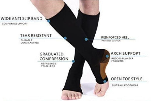 Copper Open Toe Compression Socks Toeless Men Women