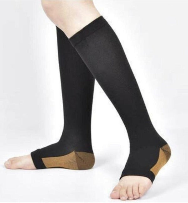 Copper Open Toe Compression Socks Toeless Men Women