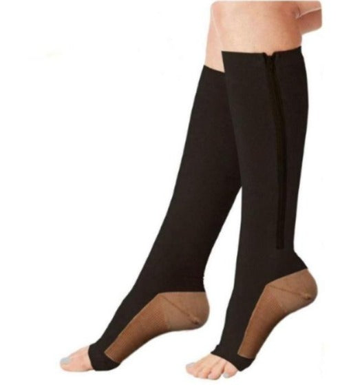 Copper Compression Socks Zipper Support Graduated Stockings Mens Women  20-30mmHg