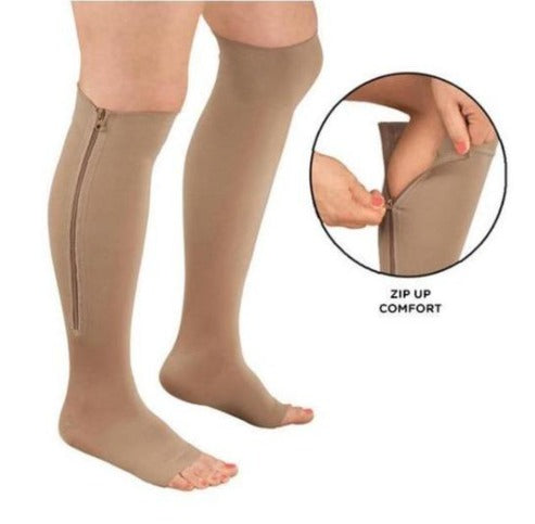 Open Toe Zipper Compression Socks: Easy Zip-Up with Comfort