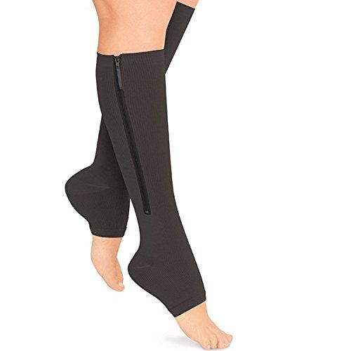 Open Toe Zipper Compression Socks Graduated Stockings  - Zip Up with Ease! - Affordable Compression Socks