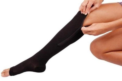 Open Toe Zipper Compression Socks Graduated Stockings  - Zip Up with Ease! - Affordable Compression Socks