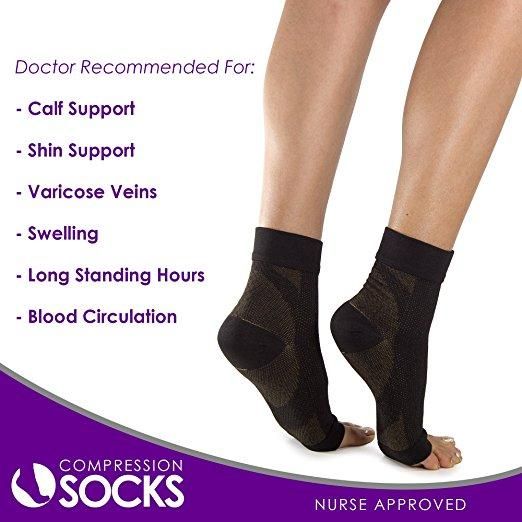 Copper Infused Plantar Fasciitis Compression Foot Sleeves - Arch & Heel Pain Relief - Affordable Compression Socks