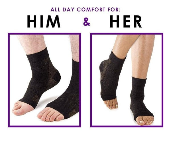 Copper Infused Plantar Fasciitis Compression Foot Sleeves - Arch & Heel Pain Relief - Affordable Compression Socks