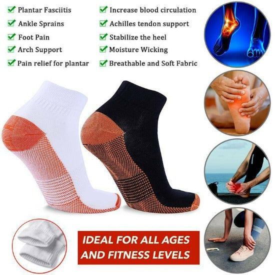 Copper Plantar Fasciitis Compression Socks: Advanced Arch & Heel ...