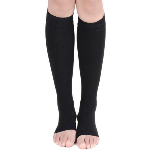 Open Toe Knee High Compression Socks - Easy to Put On Graduated Stockings - Affordable Compression Socks