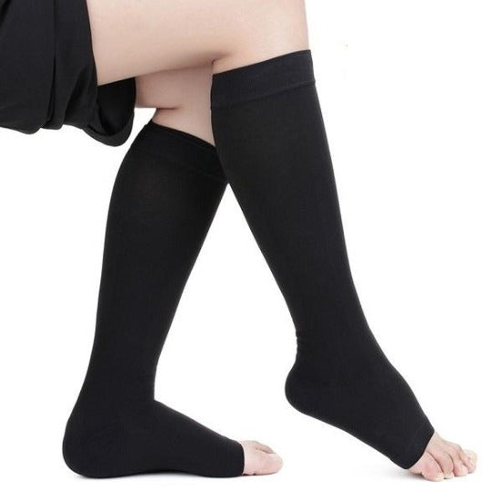 Open Toe Compression Socks Toeless Black