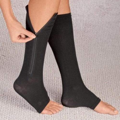 Open Toe Zipper Compression Socks: Easy Zip-Up with Comfort